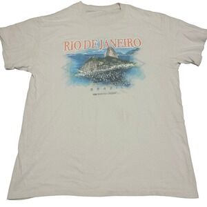 Princess Cruises Mens Rio De Janeiro Brazil Graphic T-Shirt L Gray Souvenir Tee